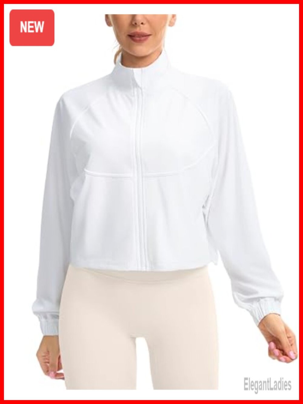 Women's Lightweight Athletic Jacket UPF 50+ Sun Protection Full Zip Crop